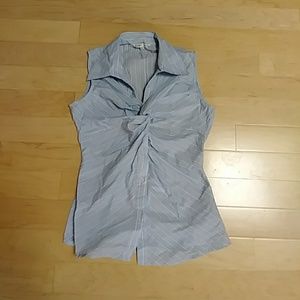 Preppy Blue and Brown Blouse